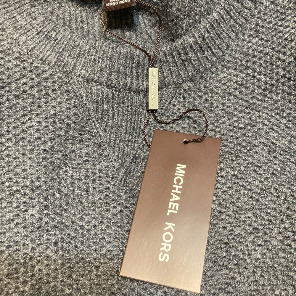 Michael Kors Textured Wool Blend Knit Sweater Men's Gray NWT
